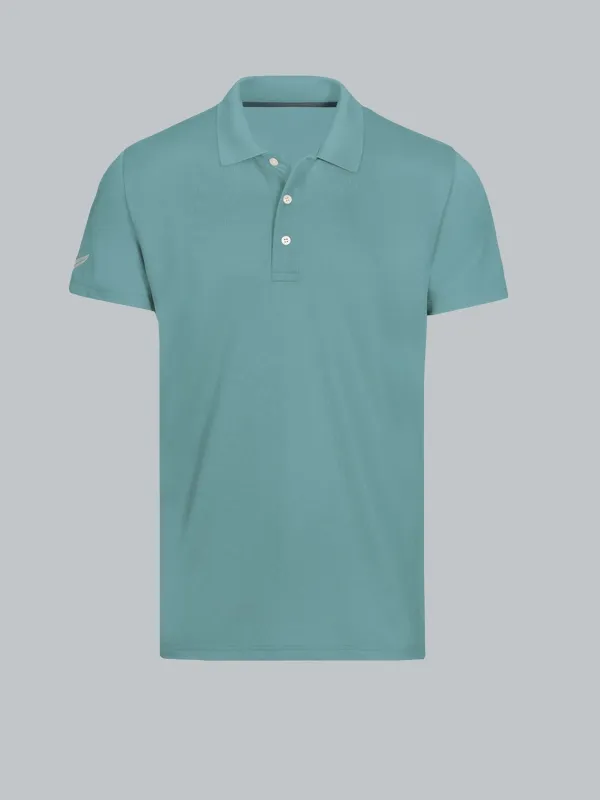 Poloshirt aus Polyester mit Knopfleiste Seegras