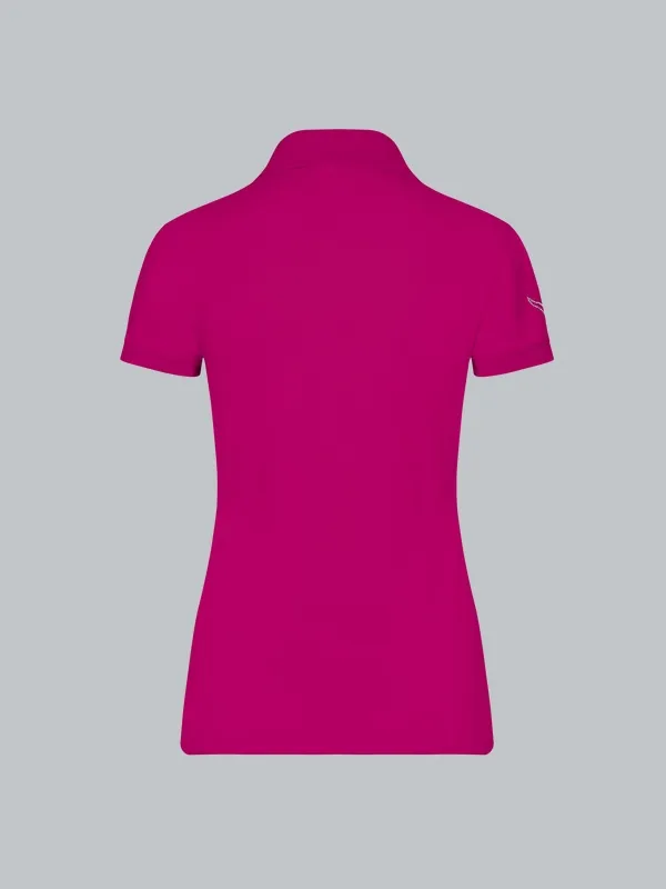 Poloshirt mit Kristallsteinen Magenta