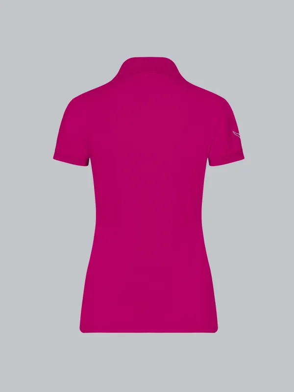 Poloshirt mit Kristallsteinen Magenta