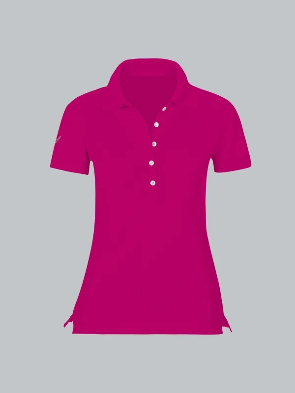 Poloshirt mit Kristallsteinen Magenta