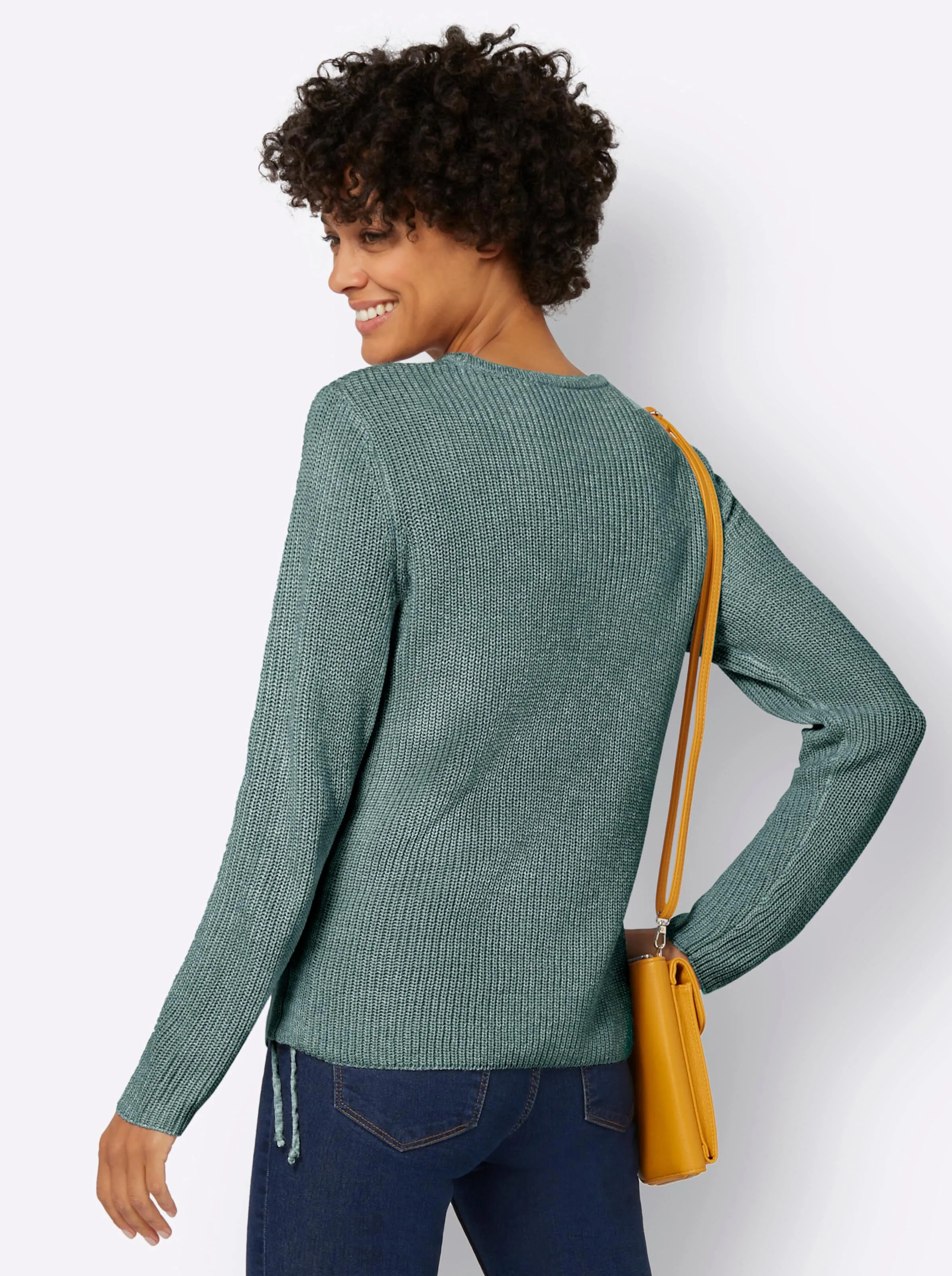 Pullover in jade-ecru-meliert