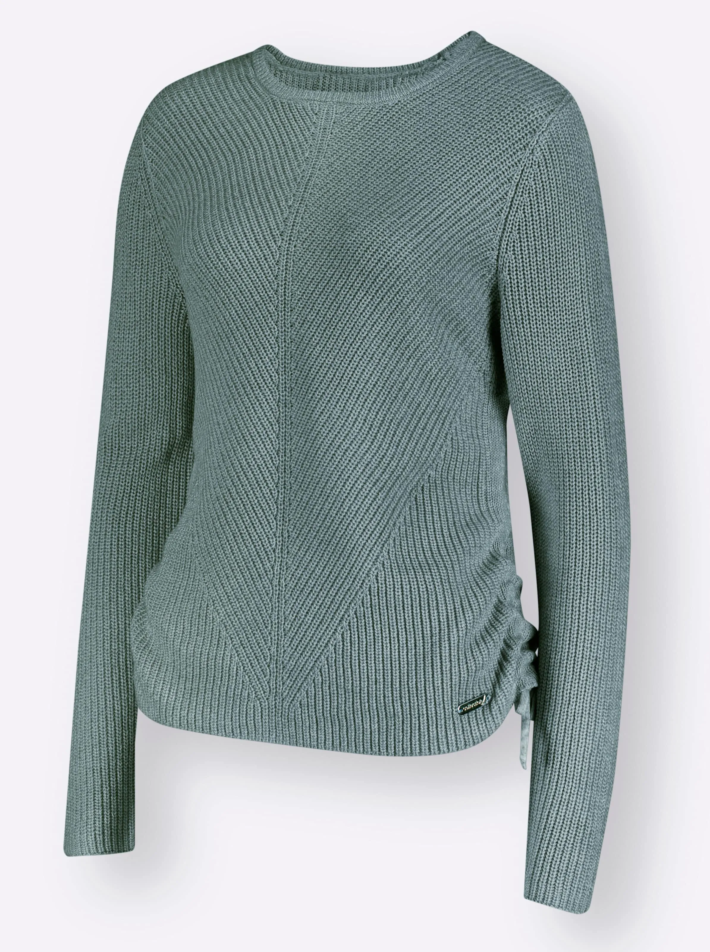 Pullover in jade-ecru-meliert