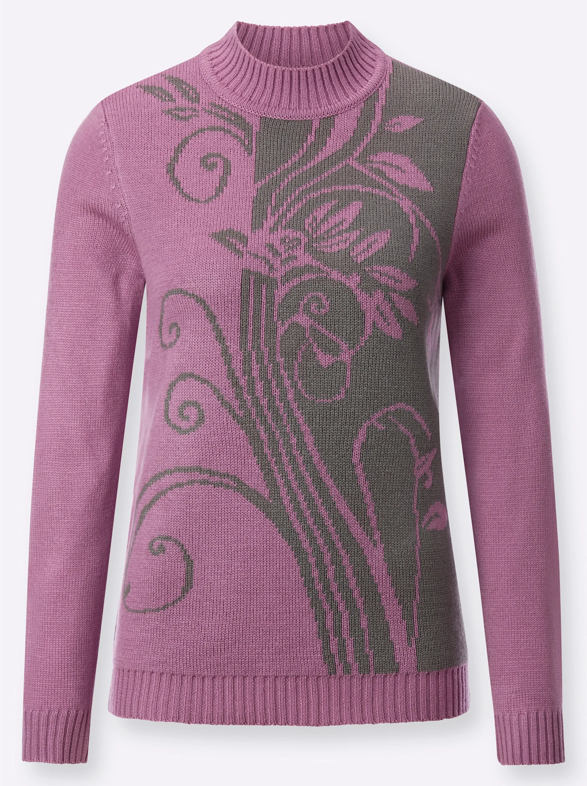 Pullover in orchidee-grau-gemustert