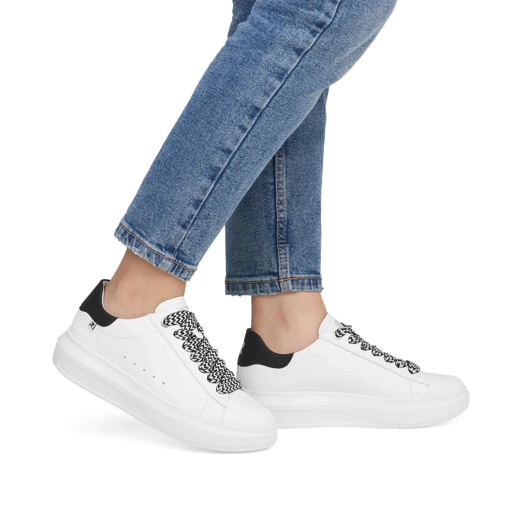 Rieker Damen Sneaker Low crystal-white deep-black | W1201-80