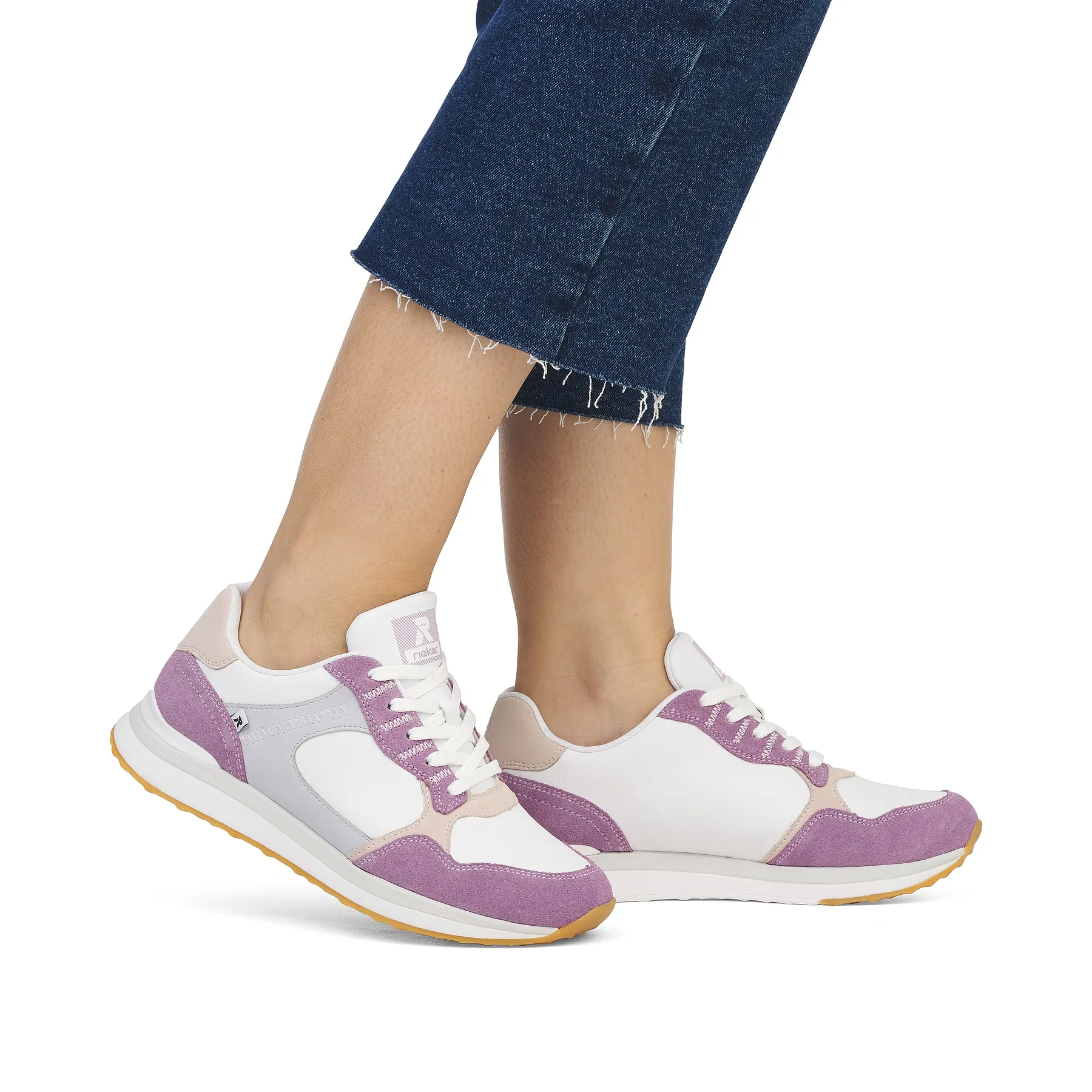 Rieker Damen Sneaker Low lilac pearl-white | 42508-80