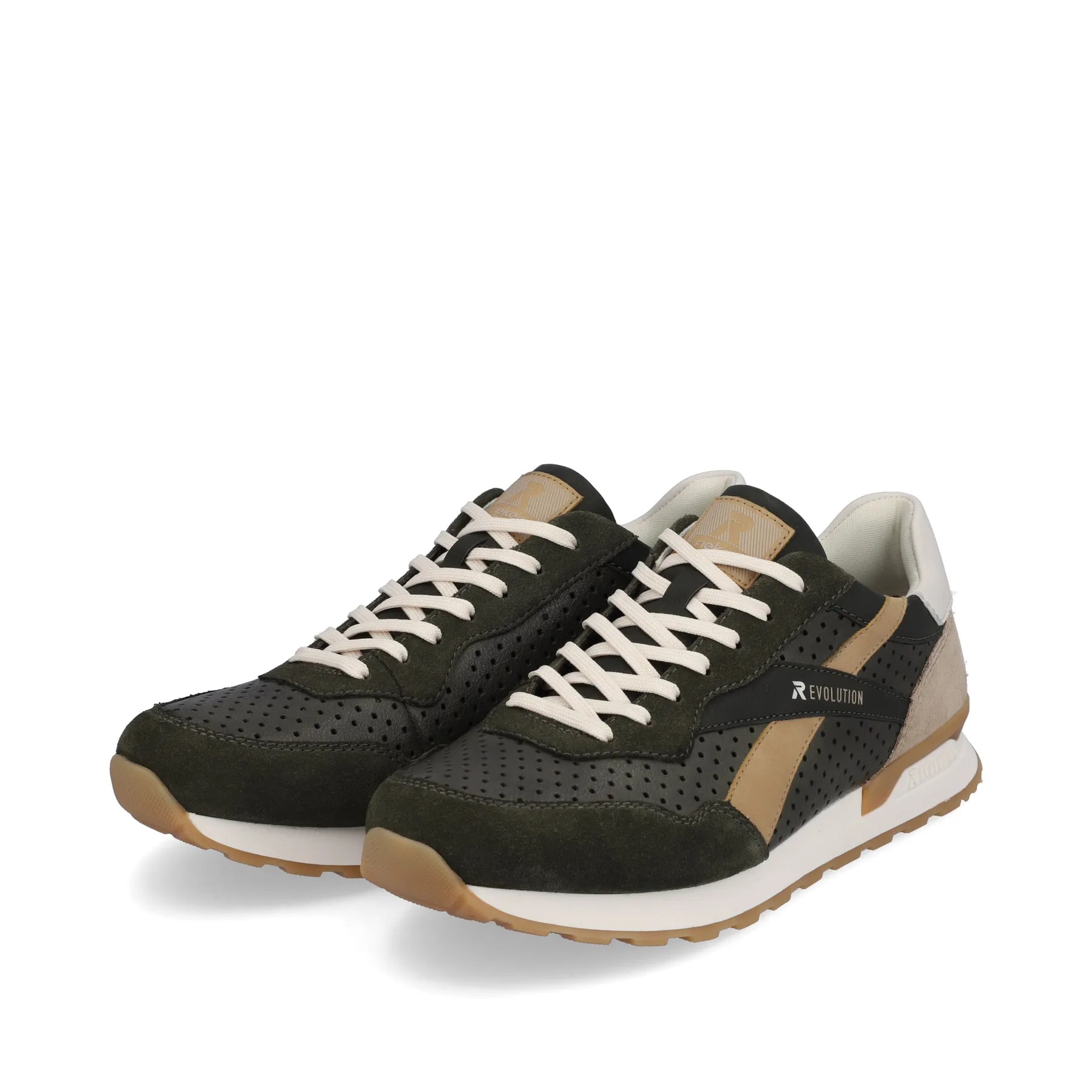 Rieker Herren Sneaker Low forest-green clay-beige | U0302-52