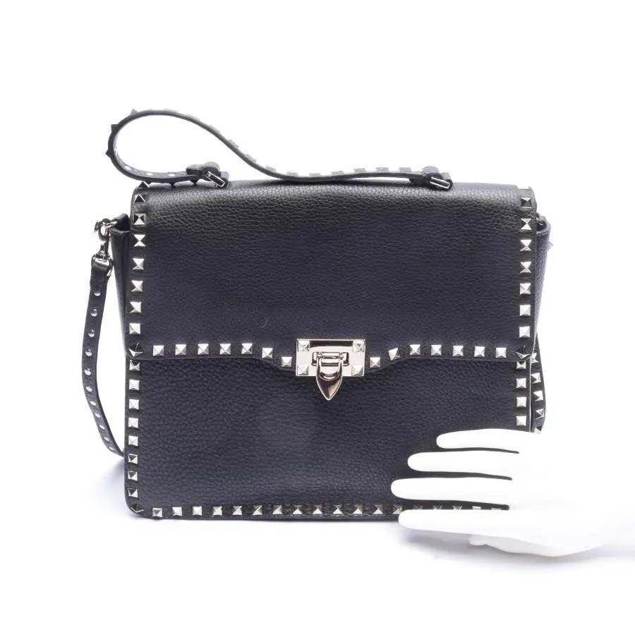 Rockstud Schultertasche Schwarz