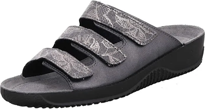 Rohde Damen Pantolette DREI Riemen Metallic Druck Klettverschluss Soltau-40 1930