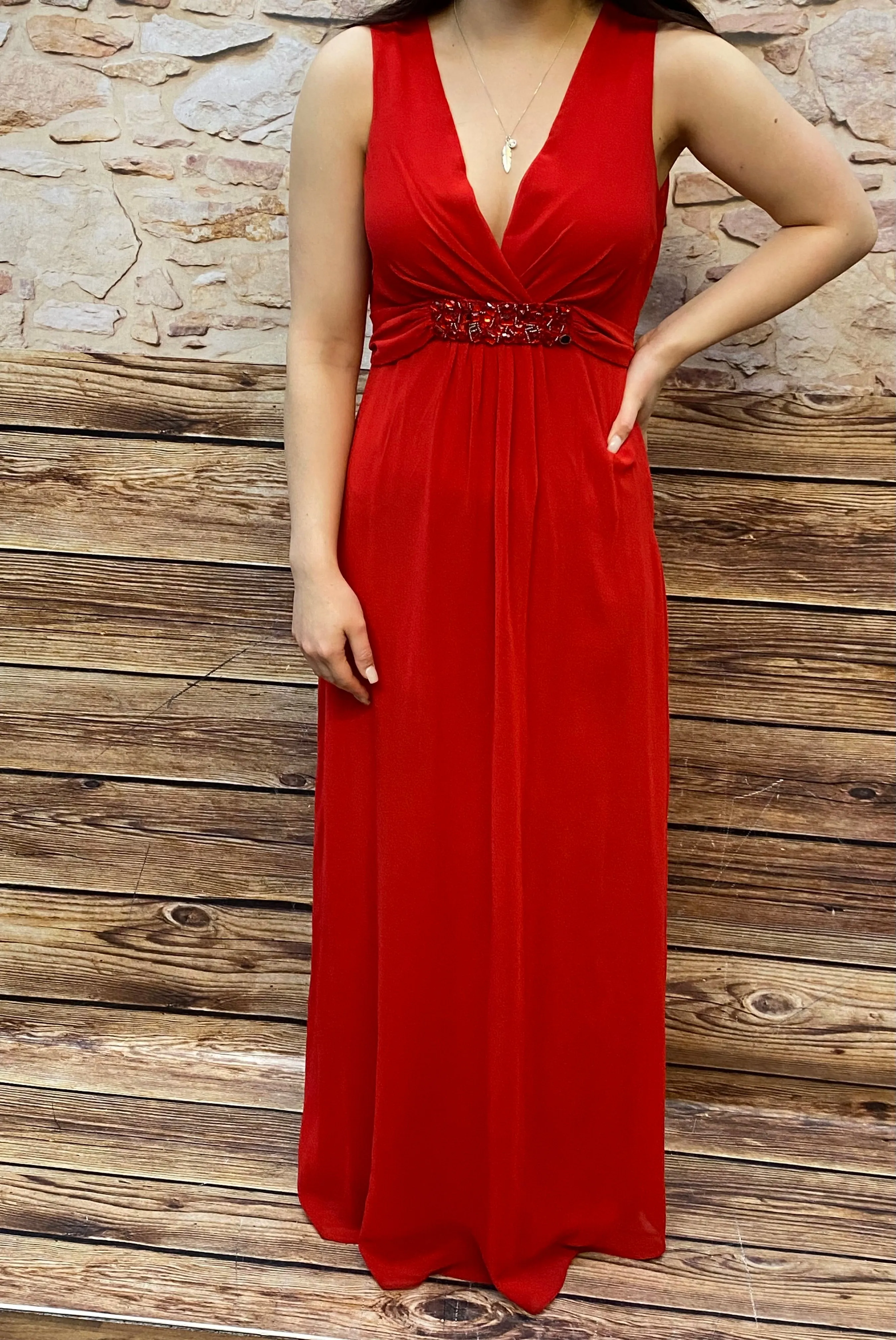 Rotes langes Abendkleid Gr.36