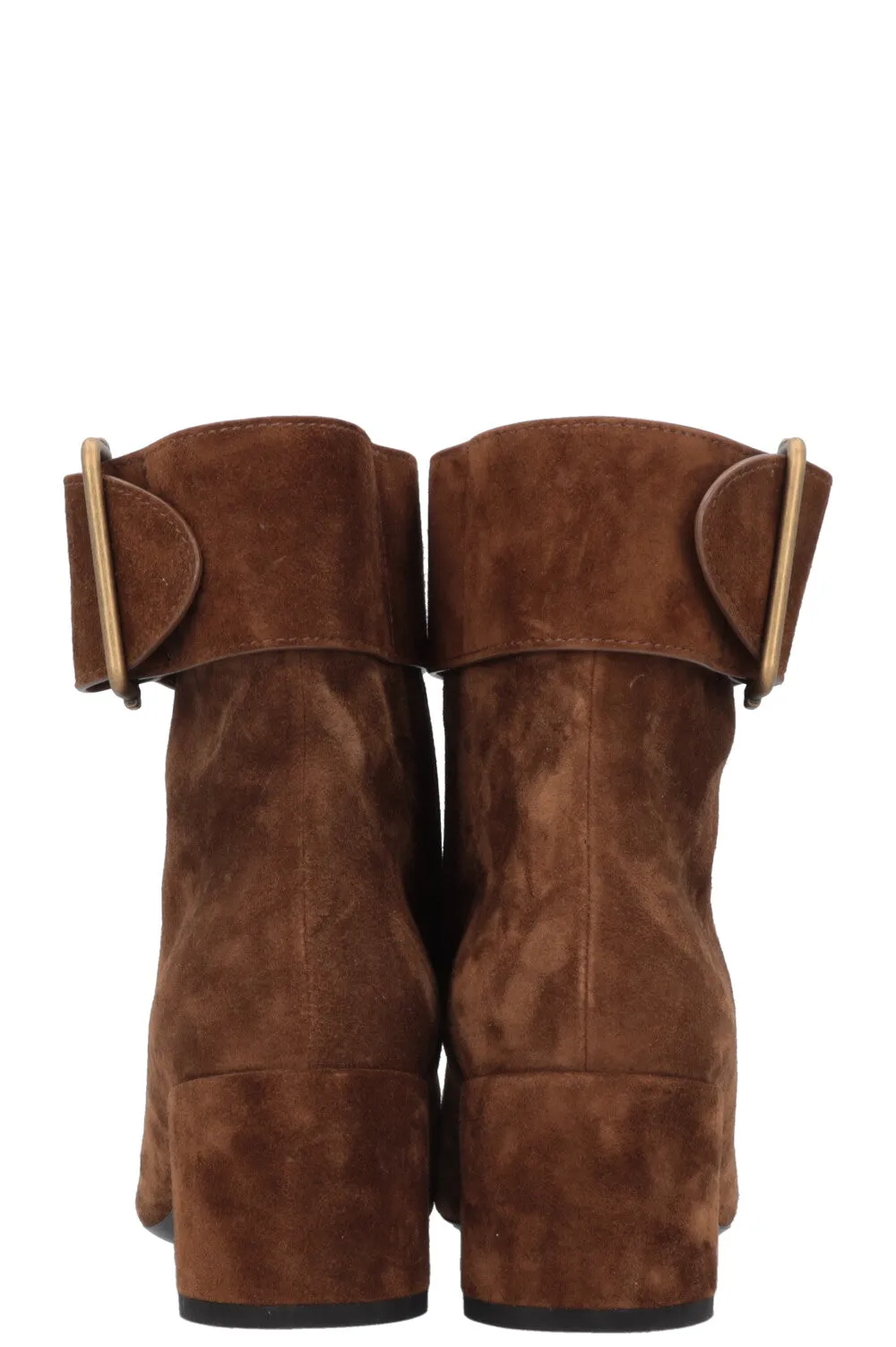 SAINT LAURENT Joplin Boots Suede Cognac