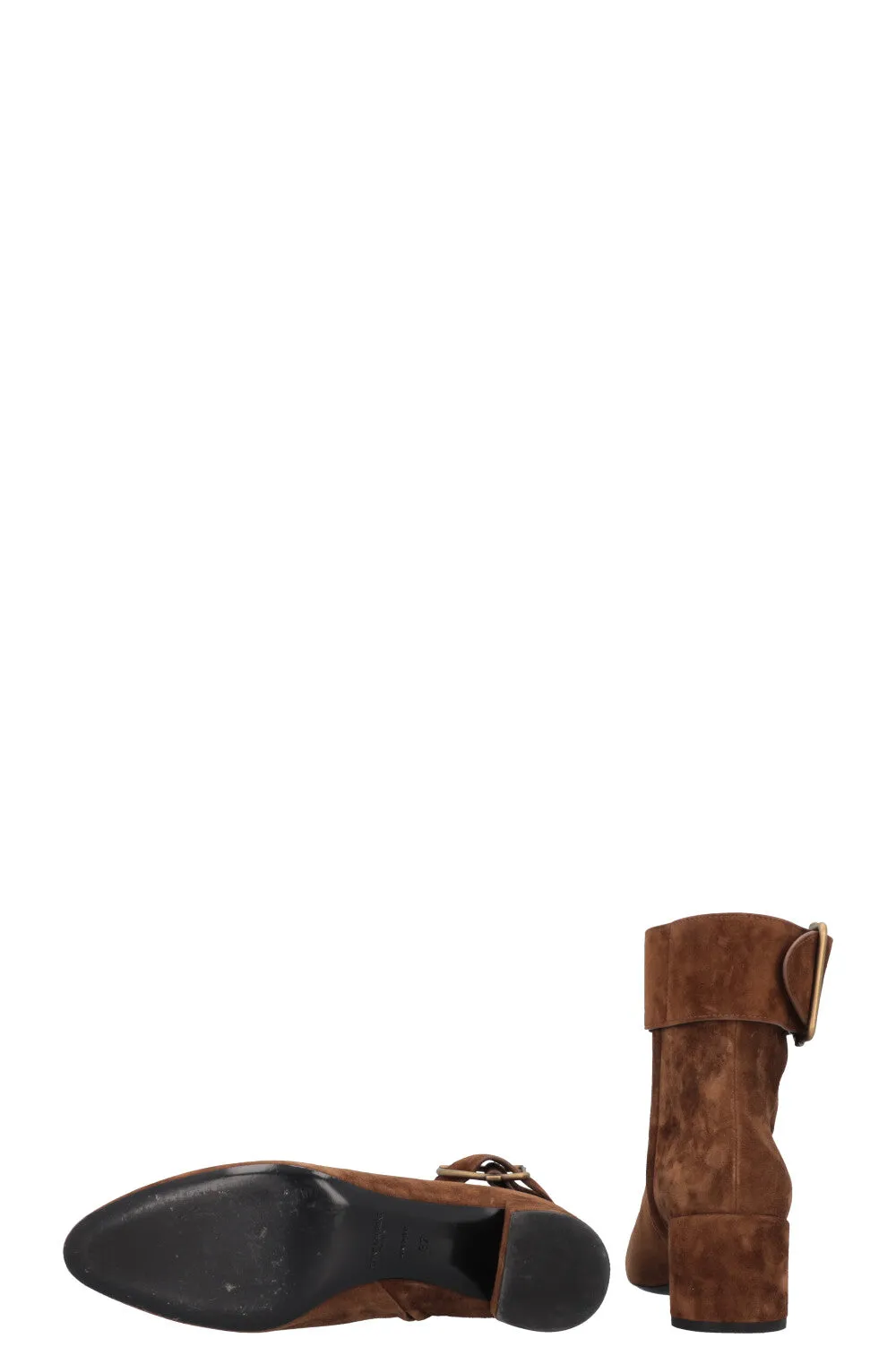 SAINT LAURENT Joplin Boots Suede Cognac