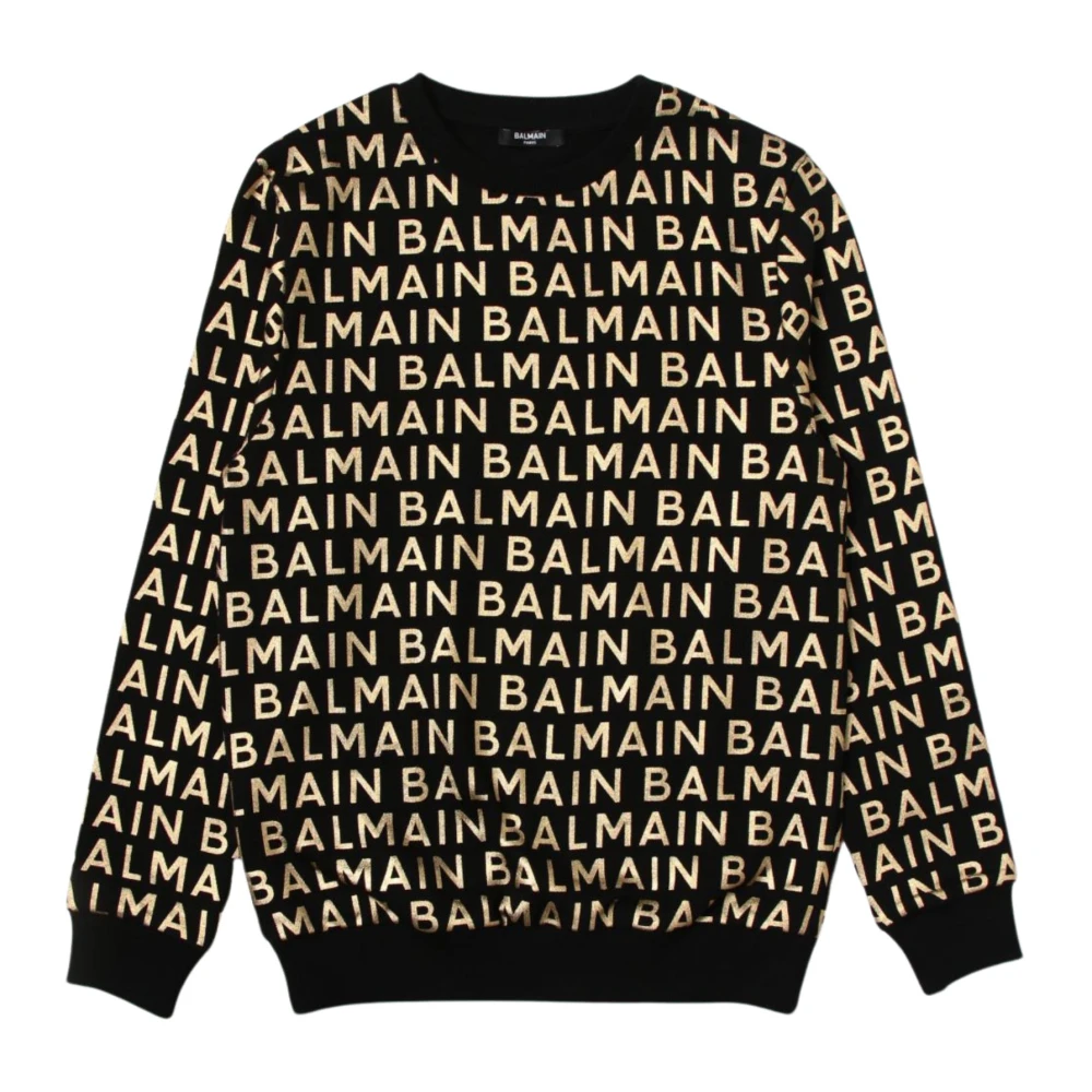 Schwarzer Pullover mit goldenem Logo-Print