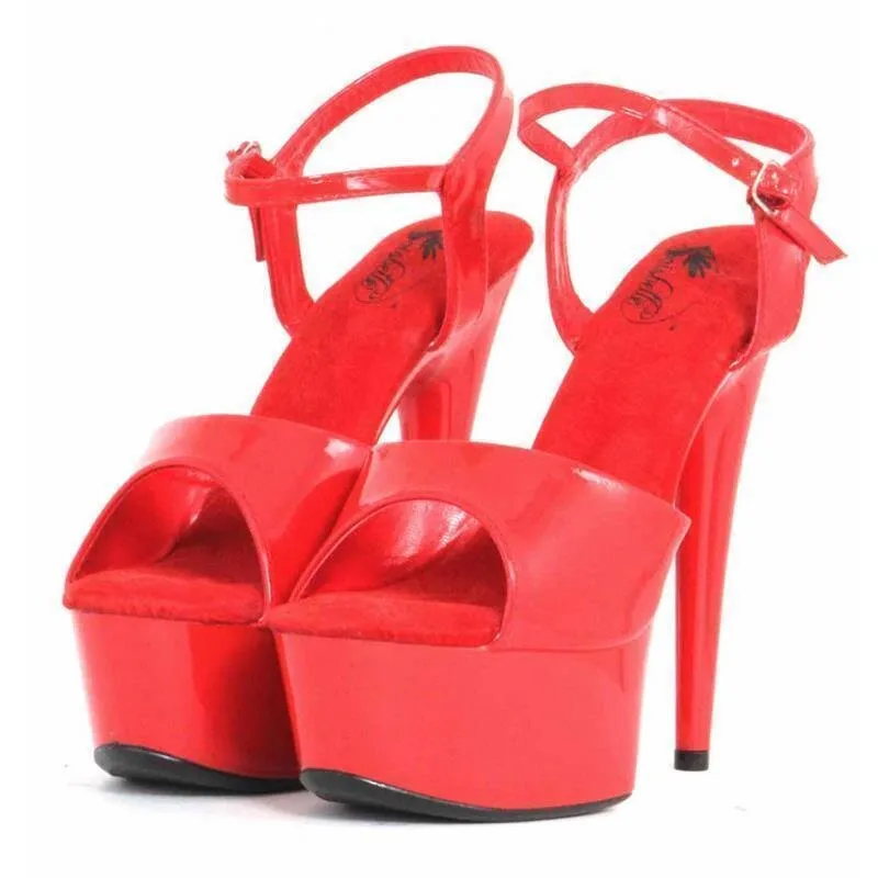 Sexy Gogo Plateau High Heels aus Lackleder-Imitat Rot