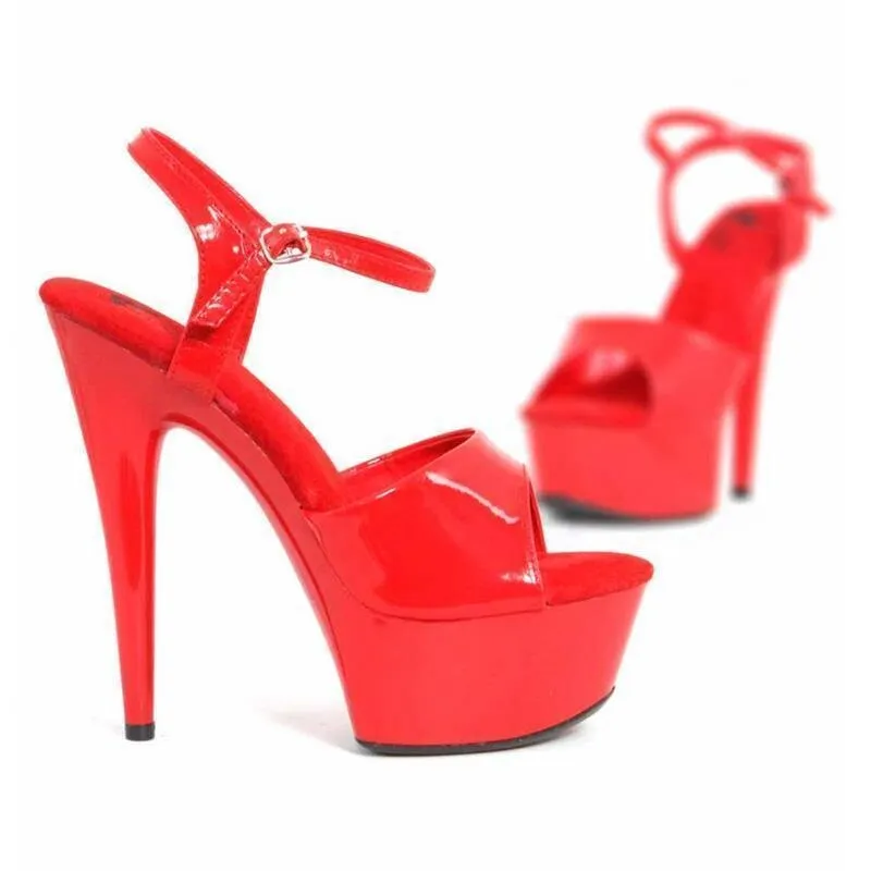 Sexy Gogo Plateau High Heels aus Lackleder-Imitat Rot