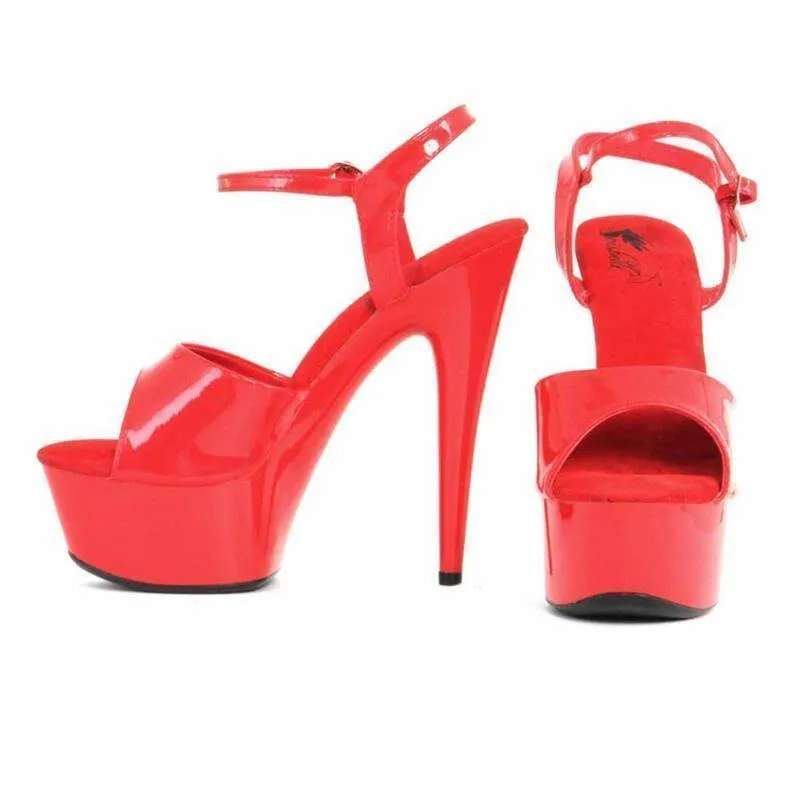 Sexy Gogo Plateau High Heels aus Lackleder-Imitat Rot