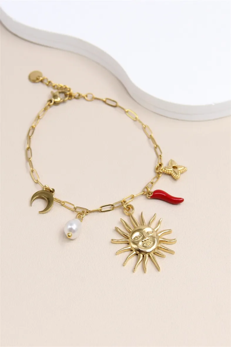 Solar-Charm: Charm-Armband aus Edelstahl