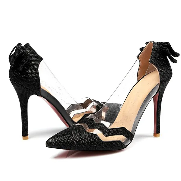 Stilettos mit spitzer Zehenpartie und halbtransparenten High Heels