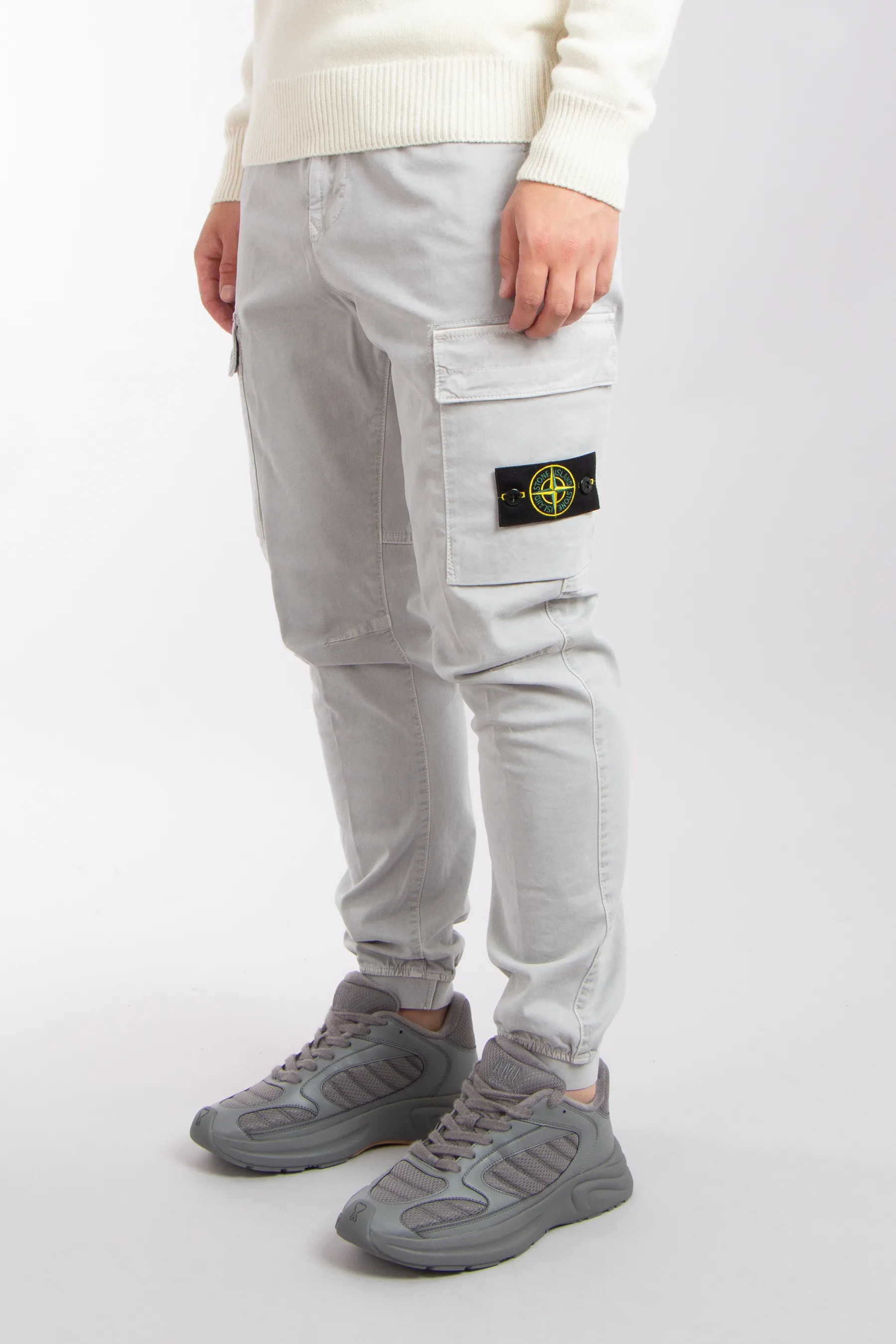 STONE ISLAND 'OLD' Effect Broken Cotton Twill Cargo Pants  