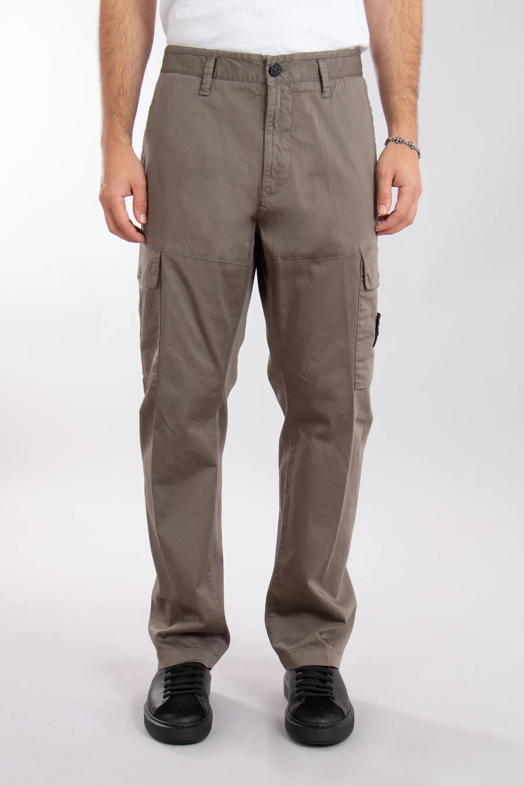 STONE ISLAND Organic Cotton Satin Stretch Cargo Pants  