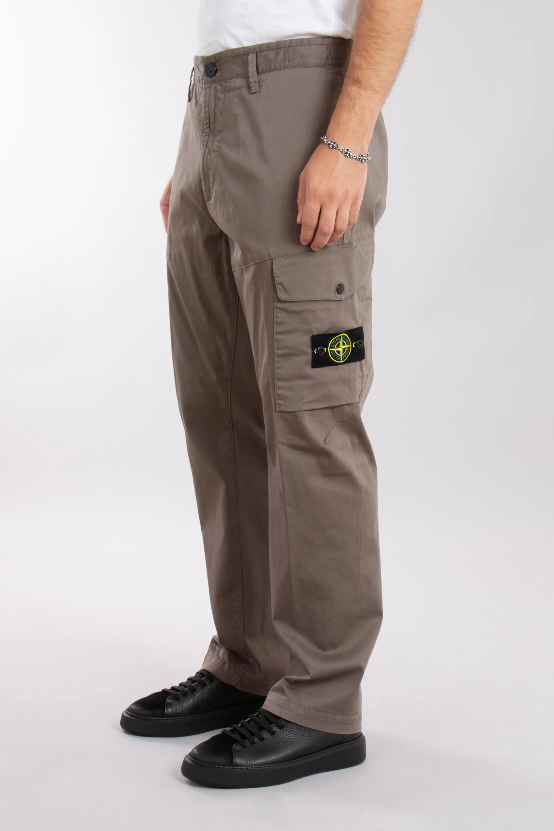 STONE ISLAND Organic Cotton Satin Stretch Cargo Pants  