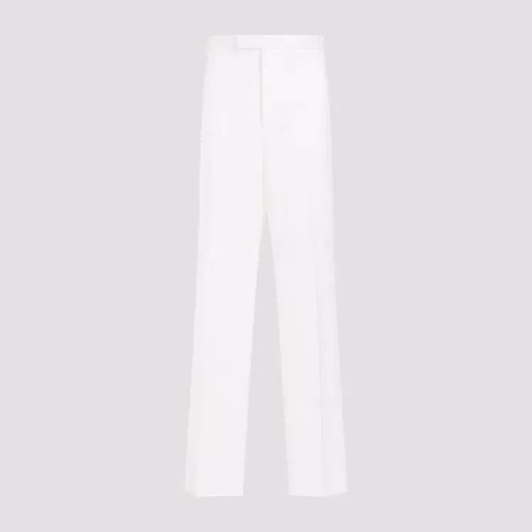   Thom Browne  Straight Leg White Cotton Chino Pants White