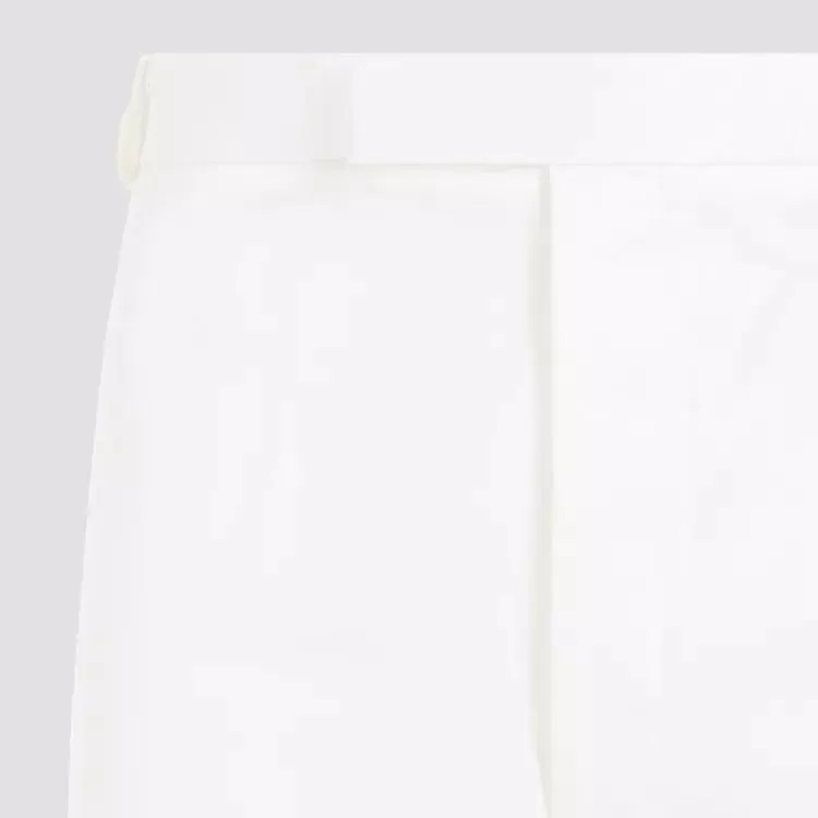   Thom Browne  Straight Leg White Cotton Chino Pants White