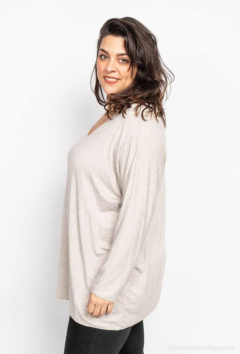 Tunika-/V-Ausschnitt-Pullover aus weichem Stretch-Strick