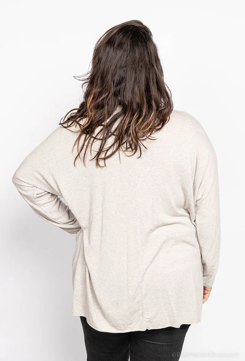 Tunika-/V-Ausschnitt-Pullover aus weichem Stretch-Strick