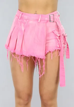 Washed Pink Damaged Skort mit Riemen